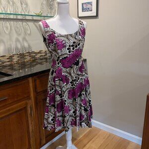 Nine 9 West Petite Floral Fit & Flare Low Back Cocktail Dress Vintage Like NEW